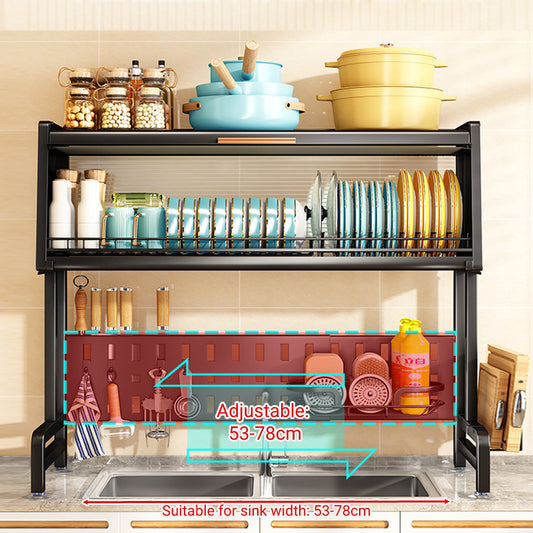 Retractable Kitchen Countertop Dish Drain Rack with Hole Plate – Multifunctional Dish Drying Organizer