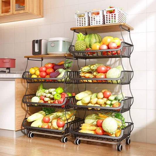 5-Layer Kitchen Organizer & Fruit Basket Storage Rack – Space Saving Stand for Vegetables and Fruits (No Weekend Shipping)