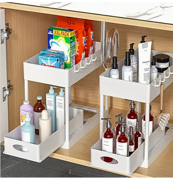 Adjustable Sink Shelf Rack | Kitchen Counter Organizer with Drain Tray (1 Pack)