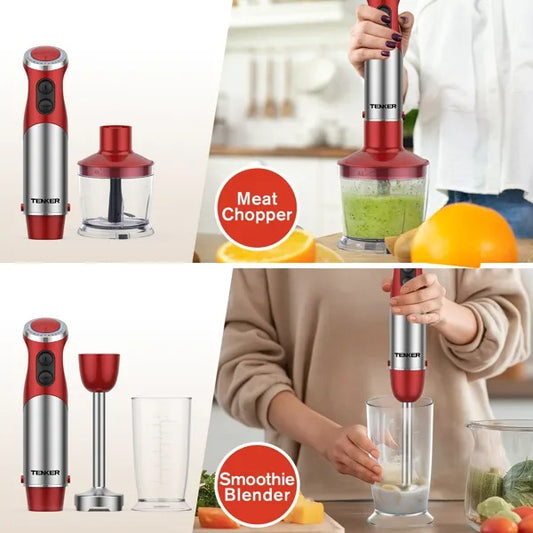 5-in-1 Hand Immersion Blender | 12-Speed Stainless Steel Stick Mixer with Beaker & Whisk