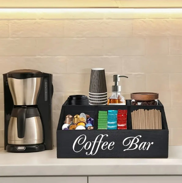 Durable Wooden Coffee Capsule Organizer with Divider — Perfect for Coffee Shops, Kitchens & Offices | Coffee Bar Storage Rack