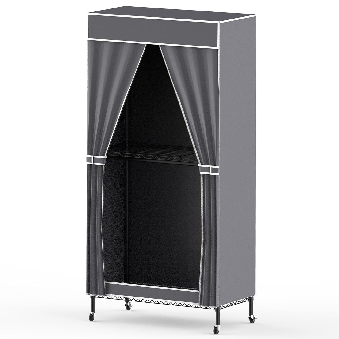 2-Tier Clothing Rack with Cover | Portable Wardrobe Closet with Wheels, Hanging Rods & Hook Racks