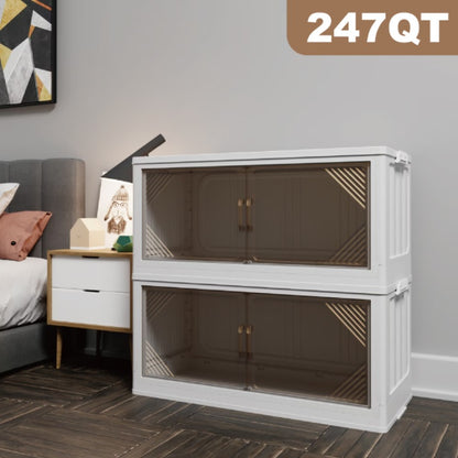 35.4" Wide Clear Plastic Folding Storage Box – Closet Organizer & Stackable Storage Locker