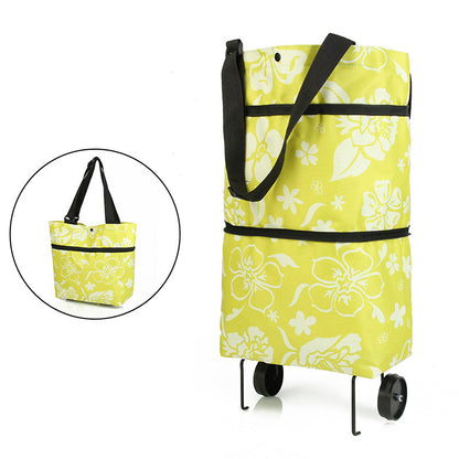 Folding Shopping Cart with Wheels – Reusable Grocery & Storage Bag for Home and Kitchen