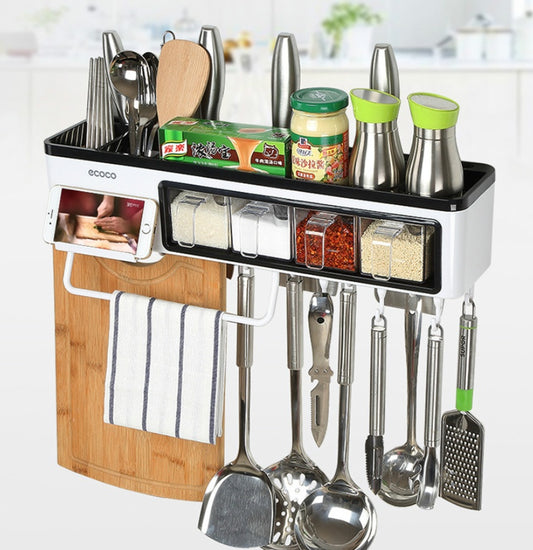 Multi-Function Wall-Mounted Kitchen Storage Box for Utensils, Tools & Seasoning Organizer