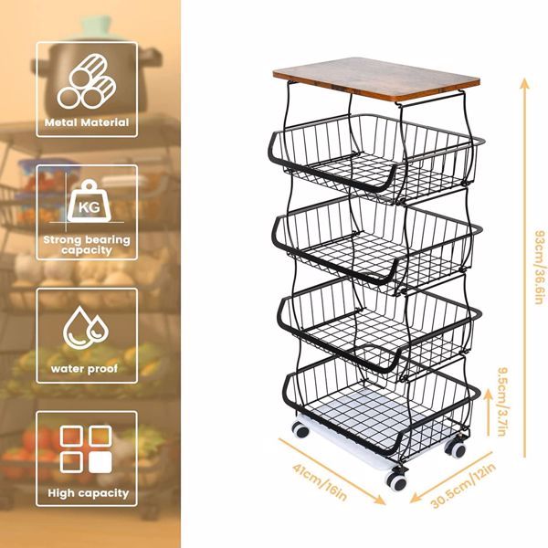 5-Layer Kitchen Organizer & Fruit Basket Storage Rack – Space Saving Stand for Vegetables and Fruits (No Weekend Shipping)