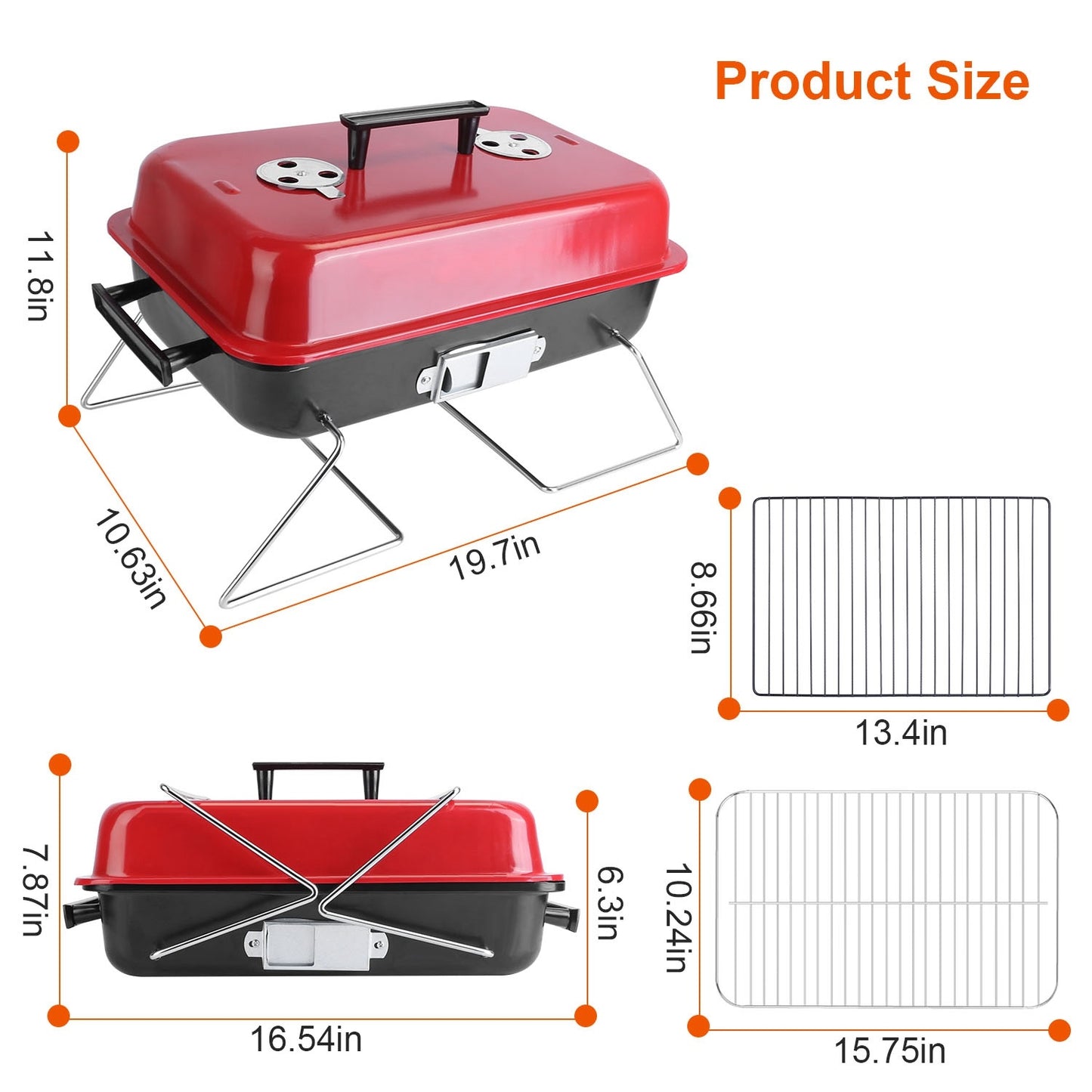 Portable Charcoal Grill – Outdoor Tabletop BBQ Smoker with Lid for Camping, Picnic & Beach