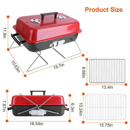 Portable Charcoal Grill – Outdoor Tabletop BBQ Smoker with Lid for Camping, Picnic & Beach