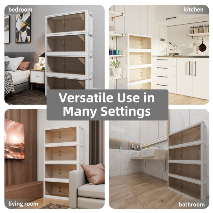 35.4" Wide Clear Plastic Folding Storage Box – Closet Organizer & Stackable Storage Locker