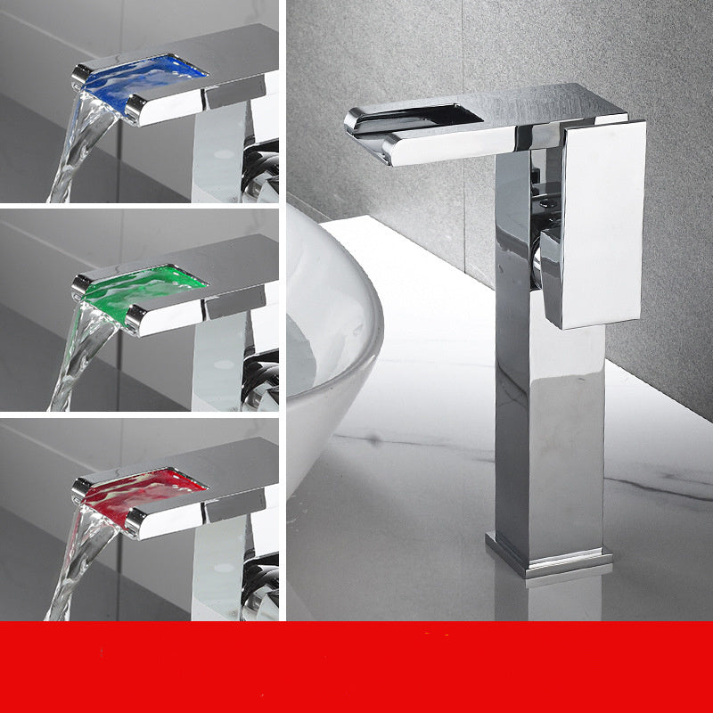 Luminous Waterfall Bathroom Faucet – LED Washbasin Tap