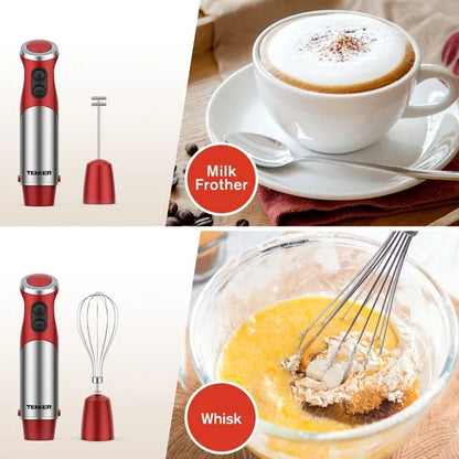5-in-1 Hand Immersion Blender | 12-Speed Stainless Steel Stick Mixer with Beaker & Whisk