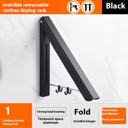 Punch-Free Space Aluminum Foldable Wall Hanger – Retractable, Waterproof & Invisible Clothes Hook