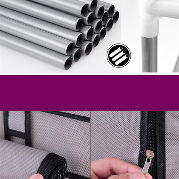 6-Tier Double Row Fabric Shoe Cabinet with 12 Grids – Dustproof & Space-Saving Storage Organizer (Gray)