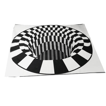 3D Vortex Illusion Rug Black & White Grid Anti-Slip Carpet for Living Room & Bedroom Home Decor