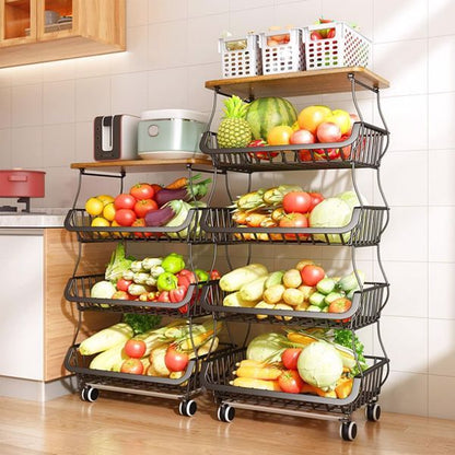 5-Layer Kitchen Organizer & Fruit Basket Storage Rack – Space Saving Stand for Vegetables and Fruits (No Weekend Shipping)