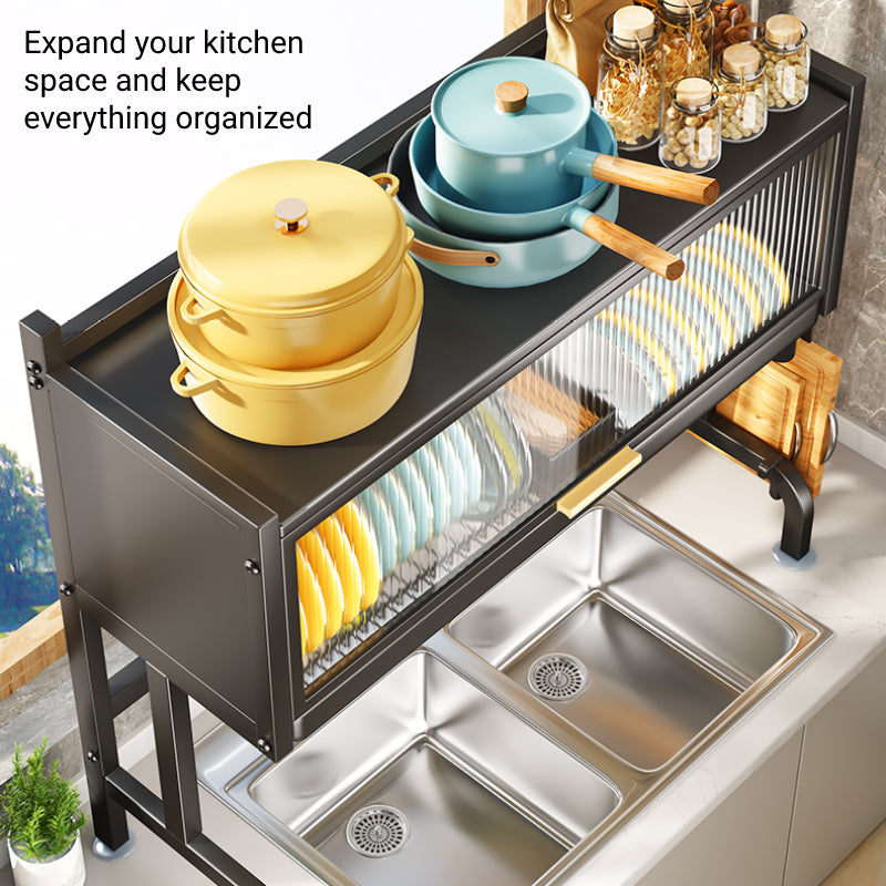 Retractable Kitchen Countertop Dish Drain Rack with Hole Plate – Multifunctional Dish Drying Organizer