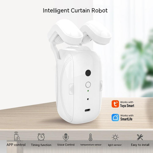 WiFi Curtain Robot Smart Home Electric Curtain Opener for Roman Rod – App & Voice Control
