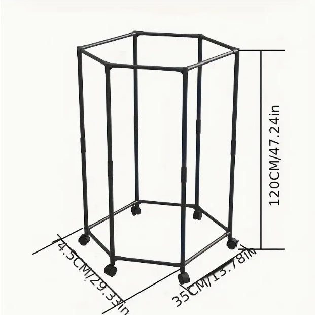 Space-Saving Hexagonal Clothes Drying Rack – Sturdy Metal Floor Stand for Bedroom, Balcony & Dorm