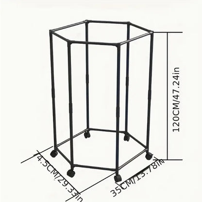 Space-Saving Hexagonal Clothes Drying Rack – Sturdy Metal Floor Stand for Bedroom, Balcony & Dorm