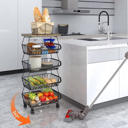 5-Layer Kitchen Organizer & Fruit Basket Storage Rack – Space Saving Stand for Vegetables and Fruits (No Weekend Shipping)