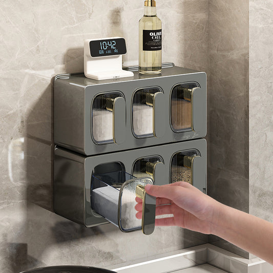 Drawer Type Kitchen Seasoning Box with Spice Jars – Household Multipurpose Storage Combination