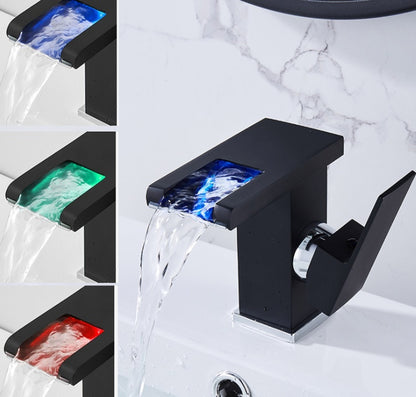 Luminous Waterfall Bathroom Faucet – LED Washbasin Tap