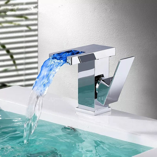Luminous Waterfall Bathroom Faucet – LED Washbasin Tap