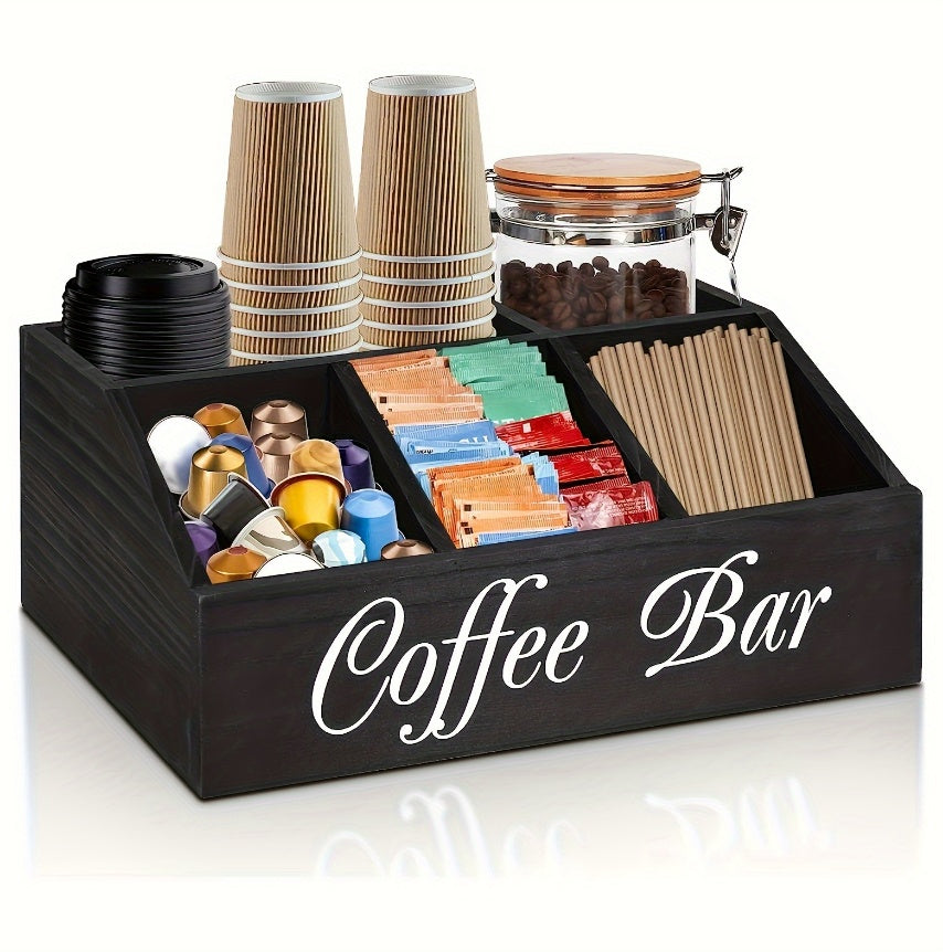 Durable Wooden Coffee Capsule Organizer with Divider — Perfect for Coffee Shops, Kitchens & Offices | Coffee Bar Storage Rack