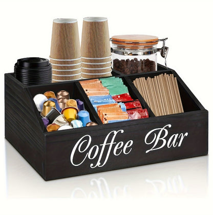 Durable Wooden Coffee Capsule Organizer with Divider — Perfect for Coffee Shops, Kitchens & Offices | Coffee Bar Storage Rack