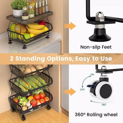 5-Layer Kitchen Organizer & Fruit Basket Storage Rack – Space Saving Stand for Vegetables and Fruits (No Weekend Shipping)