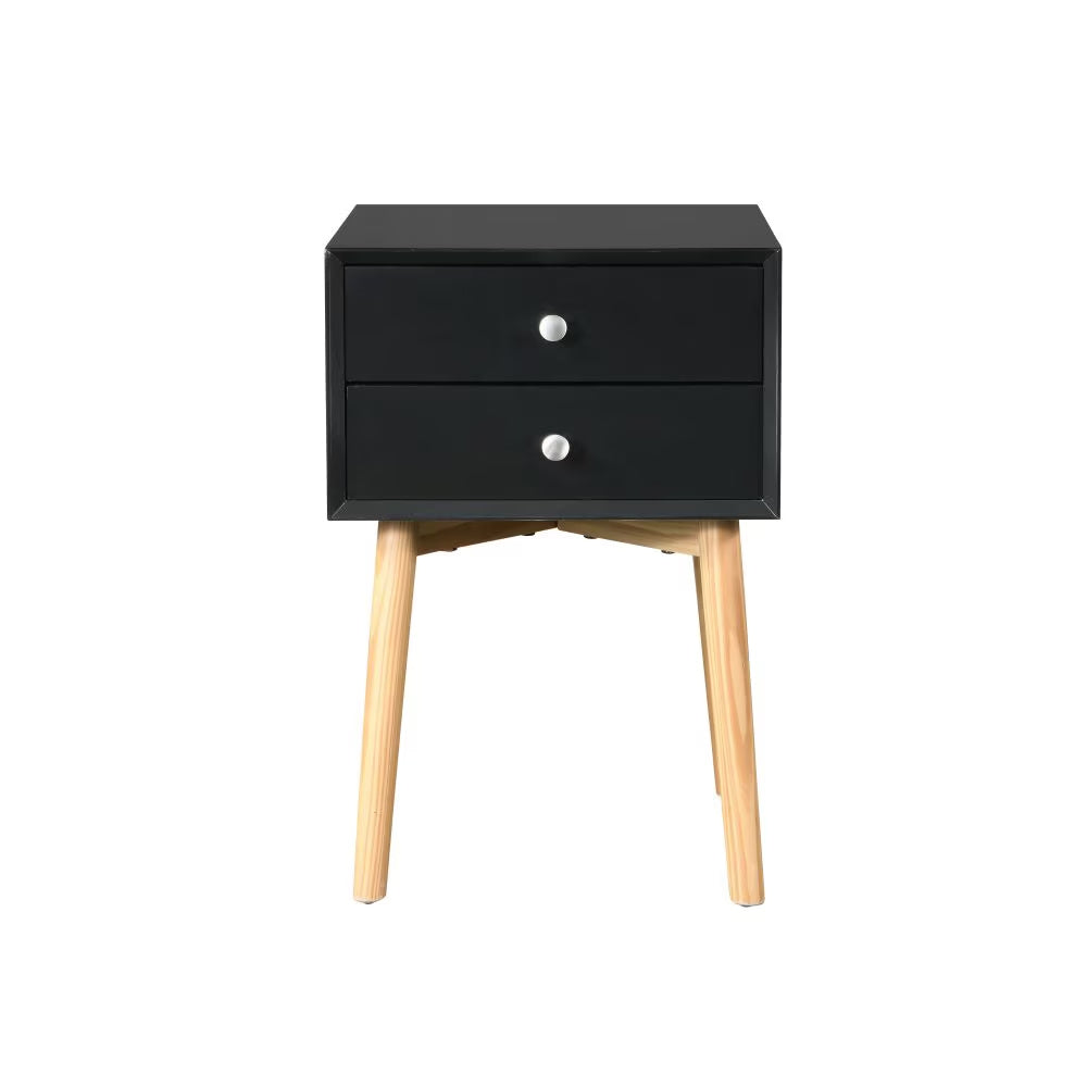 Mid-Century Modern Bedside Table with 2 Drawers – Wooden Side Table & Storage Cabinet for Bedroom or Living Room