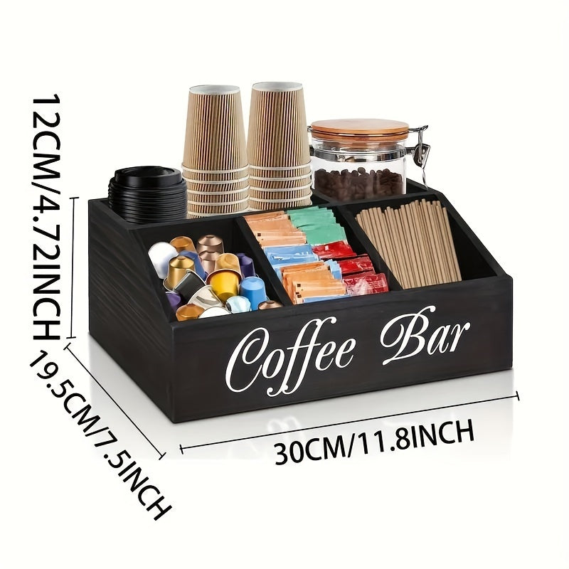 Durable Wooden Coffee Capsule Organizer with Divider — Perfect for Coffee Shops, Kitchens & Offices | Coffee Bar Storage Rack