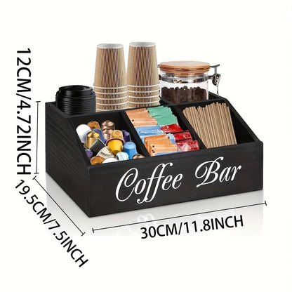Durable Wooden Coffee Capsule Organizer with Divider — Perfect for Coffee Shops, Kitchens & Offices | Coffee Bar Storage Rack