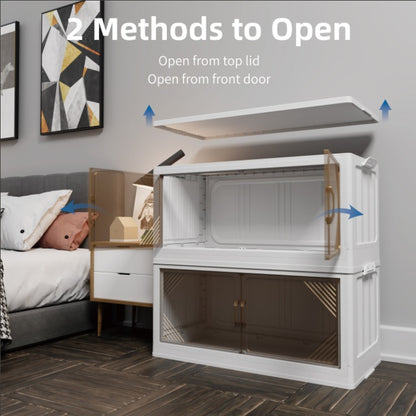 35.4" Wide Clear Plastic Folding Storage Box – Closet Organizer & Stackable Storage Locker