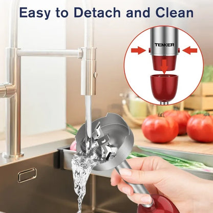 5-in-1 Hand Immersion Blender | 12-Speed Stainless Steel Stick Mixer with Beaker & Whisk