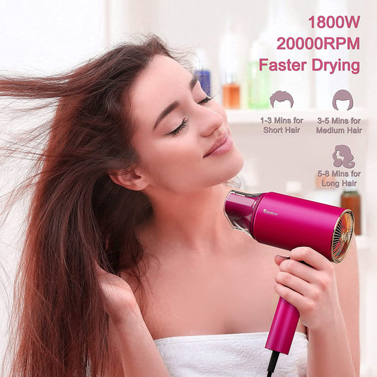 Water Ionic Hair Dryer 1800W | Fast-Drying Low Noise Blow Dryer with Magnetic Nozzle