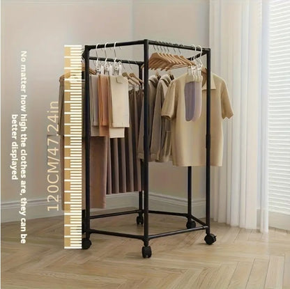 Space-Saving Hexagonal Clothes Drying Rack – Sturdy Metal Floor Stand for Bedroom, Balcony & Dorm
