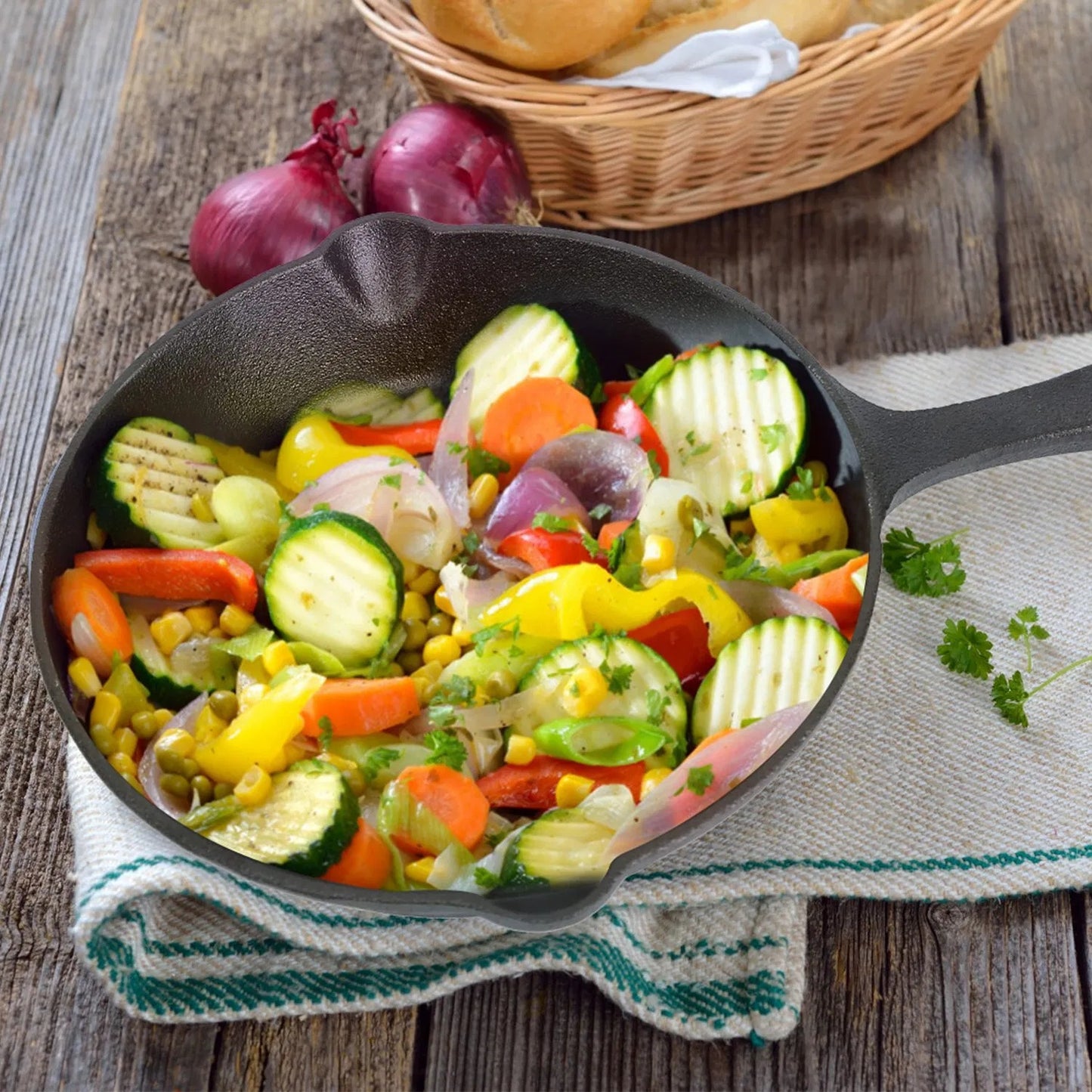 3-Piece Cast Iron Skillet Set (6" 8" 10") | Pre-Seasoned Non-Stick Frying Pans for Stove, Oven & Grill