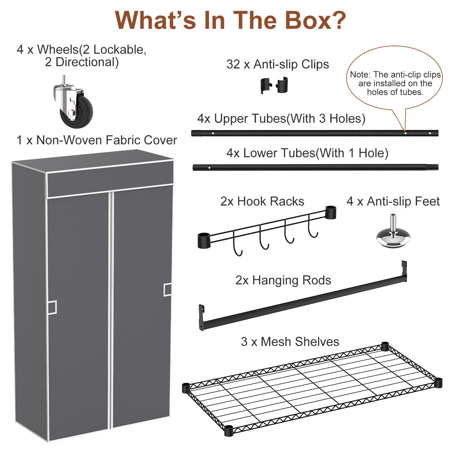 2-Tier Clothing Rack with Cover | Portable Wardrobe Closet with Wheels, Hanging Rods & Hook Racks