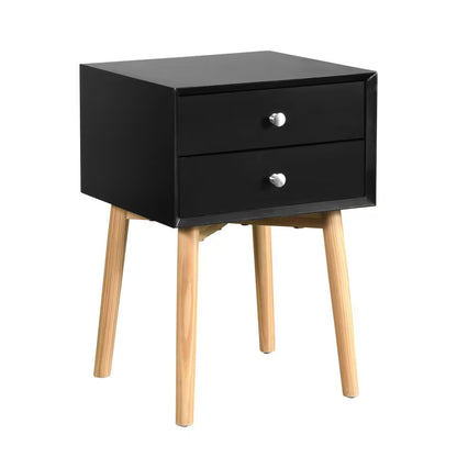 Mid-Century Modern Bedside Table with 2 Drawers – Wooden Side Table & Storage Cabinet for Bedroom or Living Room